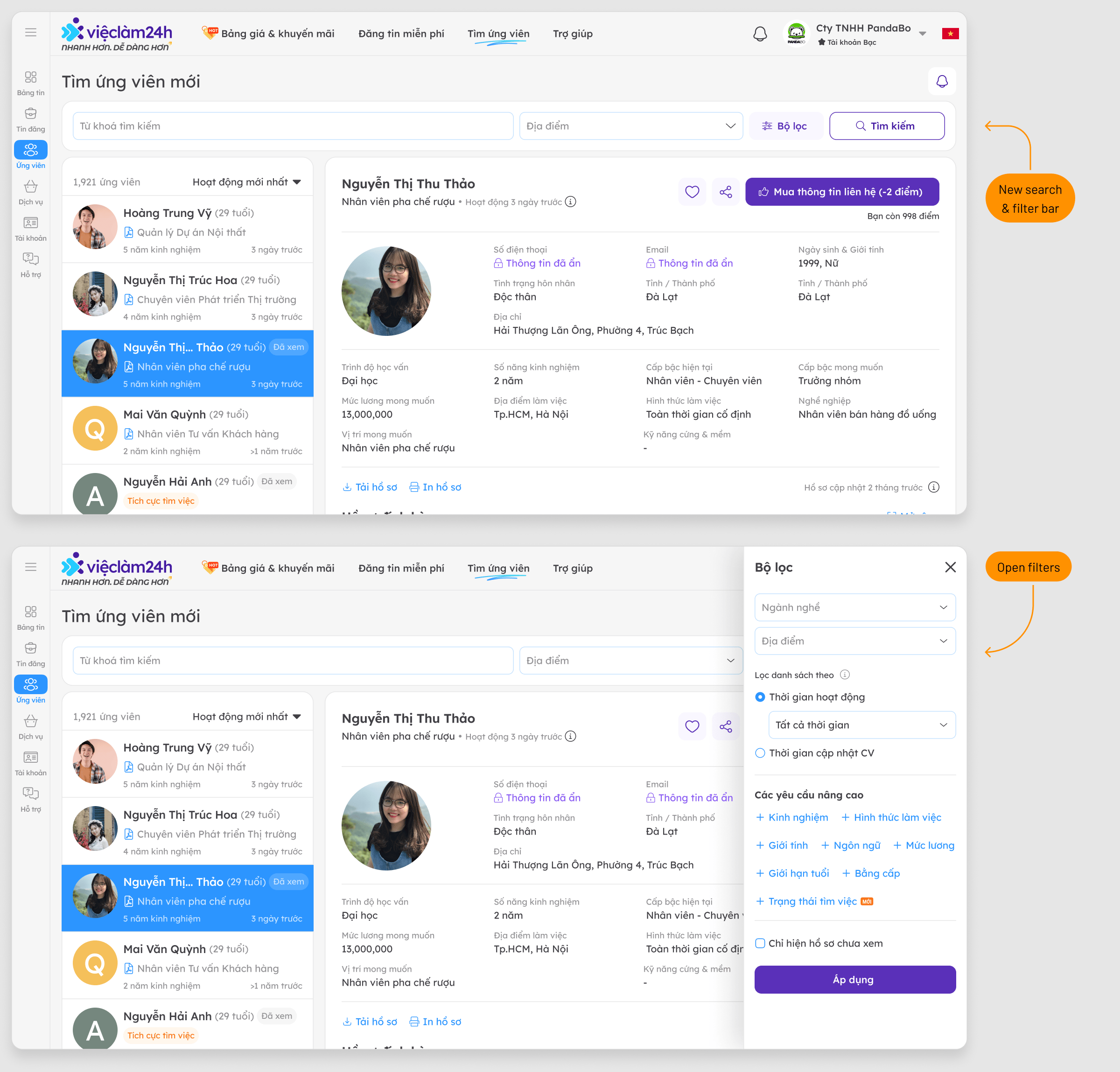 Final design with scrolled behavior