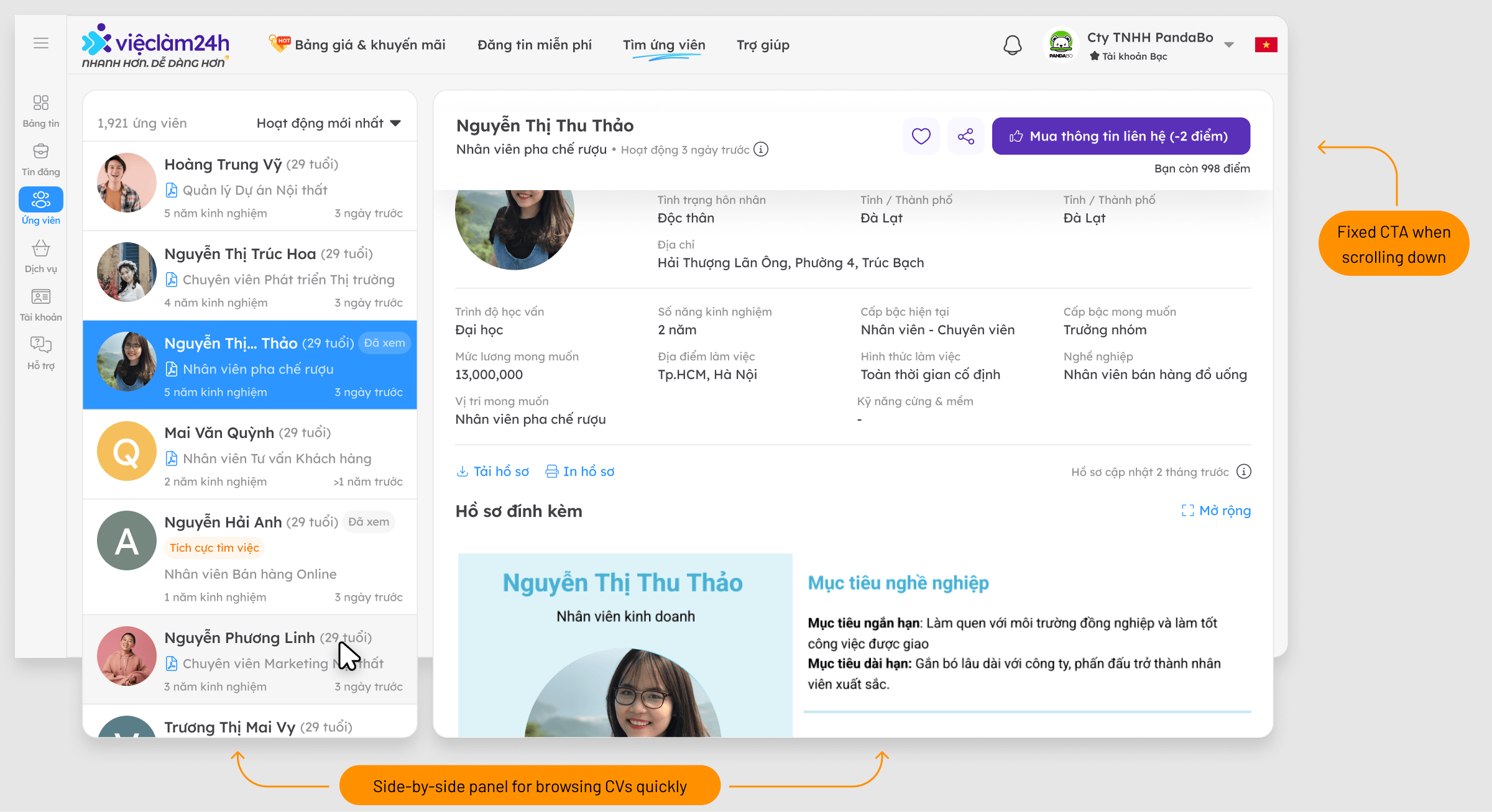 Final design with scrolled behavior
