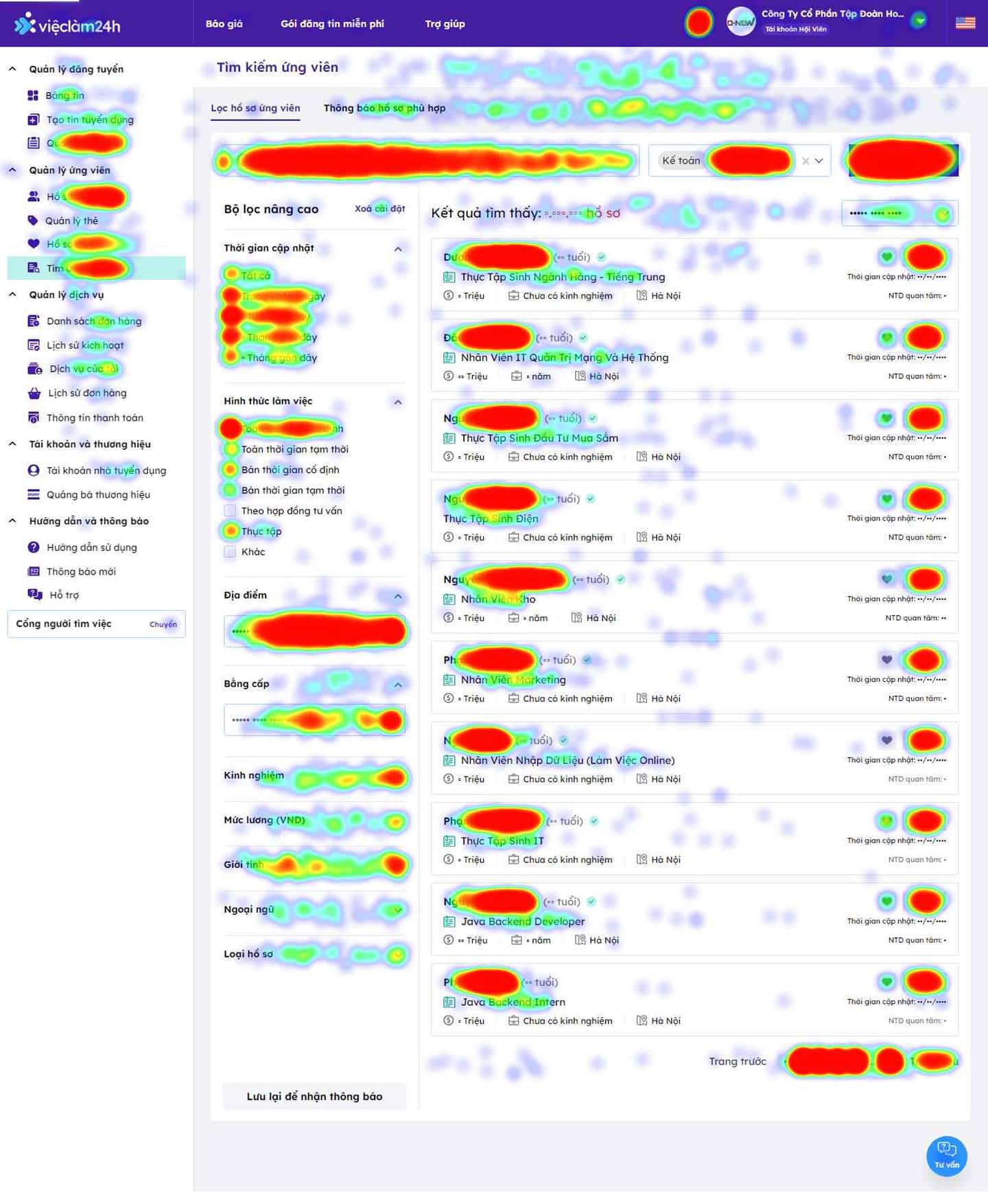 Old design overlaid with heatmap data